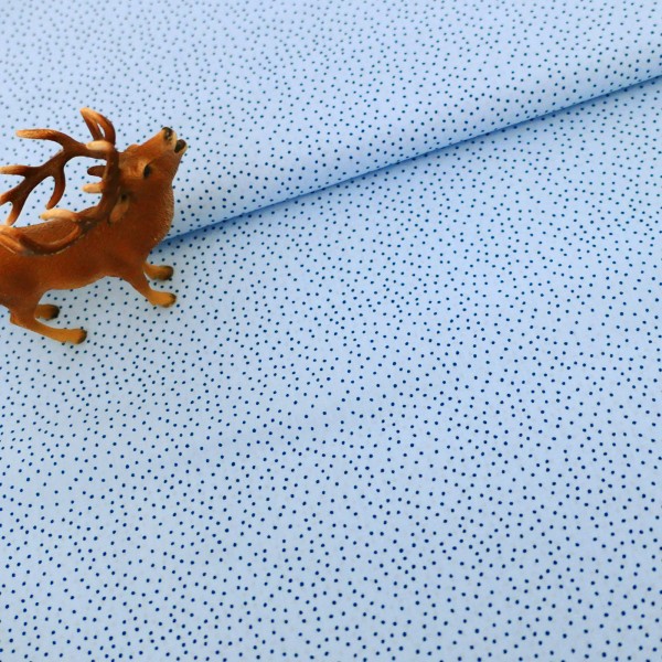 Baumwollstoff, Popeline, kleine Punkte, Hellblau, Meterware