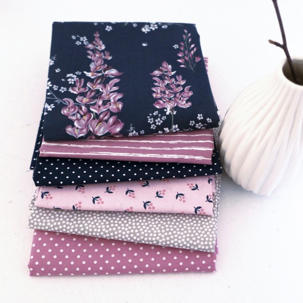 6 x 50 x 142 cm 'Wisteria' Blüten, Punkte, Kleckse, Linien, Patchwork, Paket