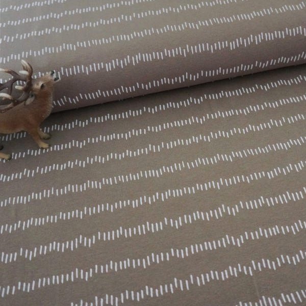 Jersey, unregelmäßige Striche, Taupe, Meterware