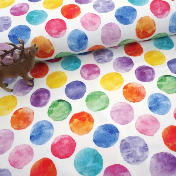 Jersey große Kleckse Bunt, Aquarelltechnik, Meterware