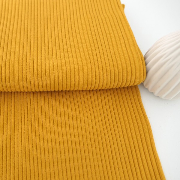 Grobstrickbündchen Heiko, Senfgelb, Uni, Meterware