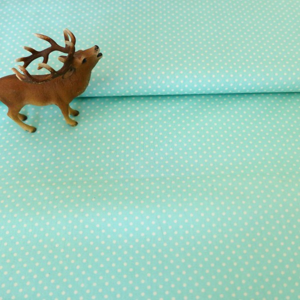 Baumwollstoff, Popeline, kleine Punkte, Mint, Meterware