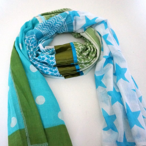 Halstuch Unikat "Pimp my Pali" Grün, Weiß, Türkis