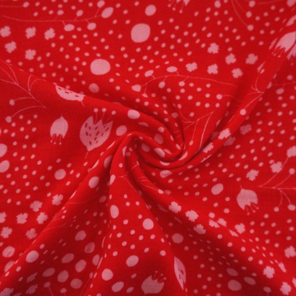 Musselin, Double Gauze, Fräulein Tulpe Rot/Rosa, Meterware