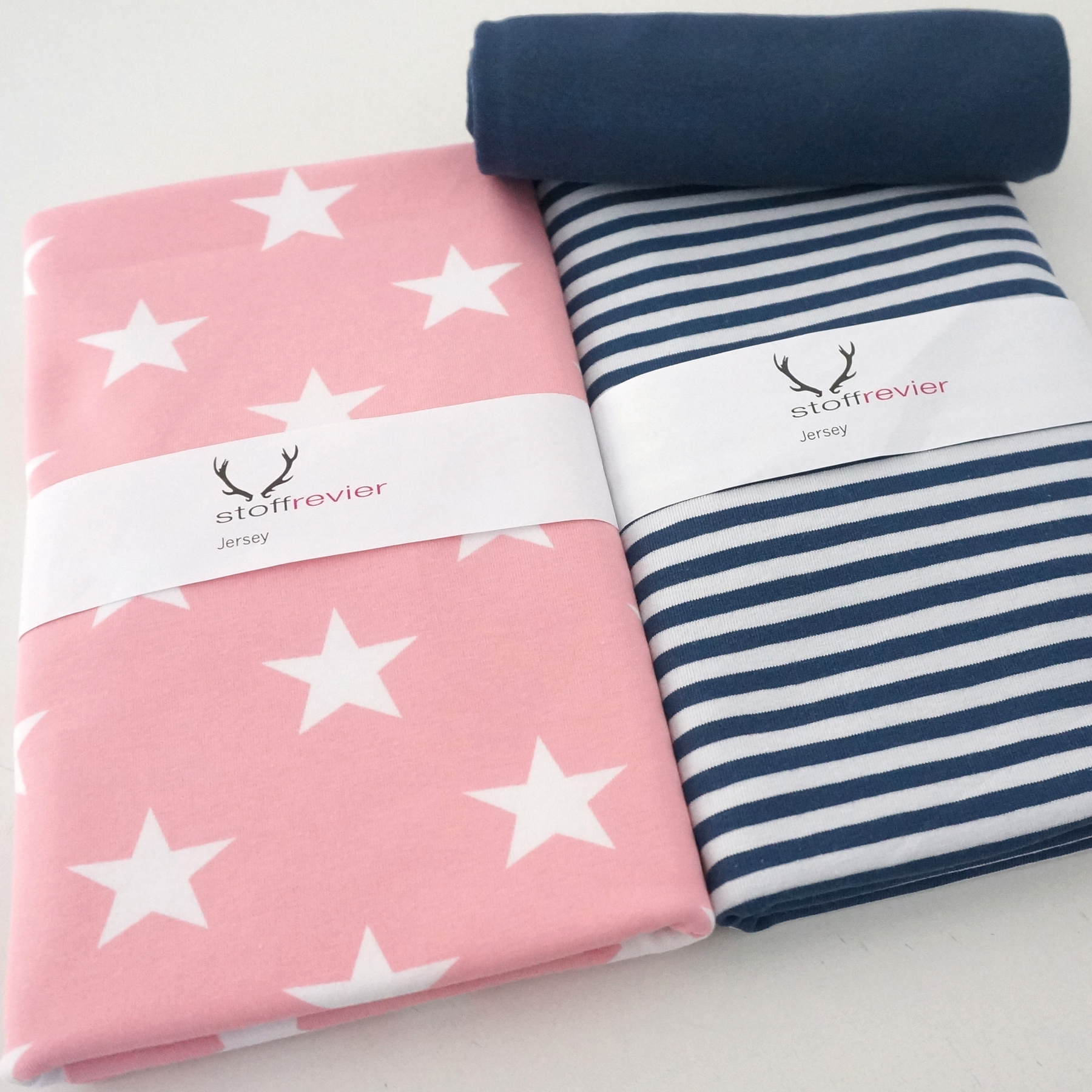 Jersey Stoffpaket 'Stars & Stripes' Ringel Blau Rot bei stoffrevier.de