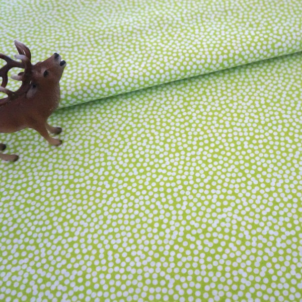Baumwollstoff, Patchwork, Spot On, Lime, Weiß, Meterware