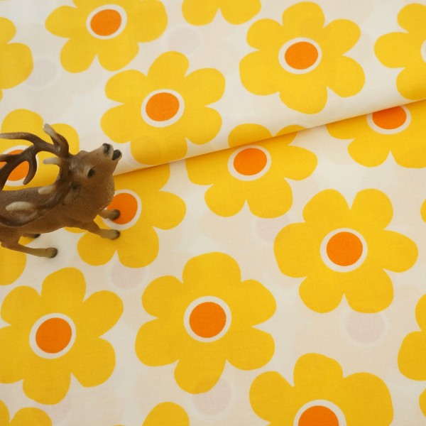 Baumwollstoff Blüten Gelb, Meterware