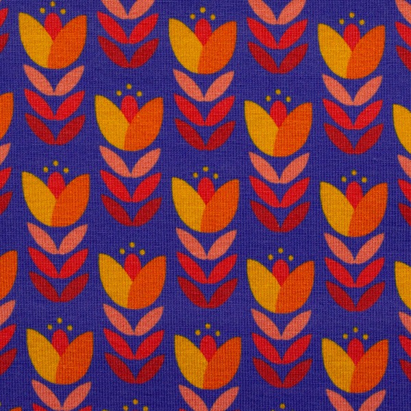 Jersey, Retro Tulpe, Königsblau, swafing, Meterware