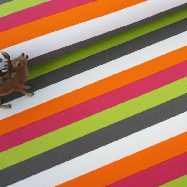 Rest, French Terry Blockstreifen, Lime, Pink, Grau, Orange