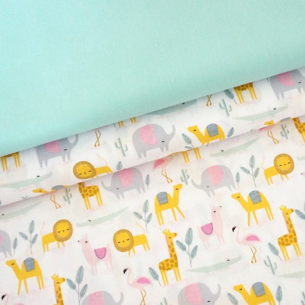 Baumwollstoff, Popeline, Desert Family, Weiß, Meterware