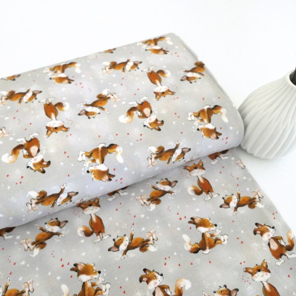 Jersey, Lathi, lebhafte Füchse, Hellgrau, Meterware