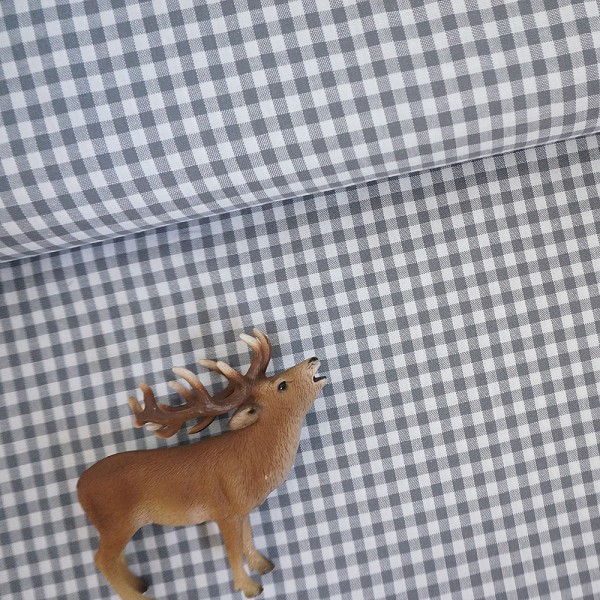 Vichykaro 5 mm, Baumwollstoff, Grau