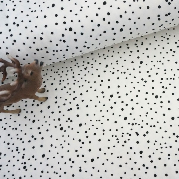 Jersey, Kleckse, Punkte, Off-White, Meterware