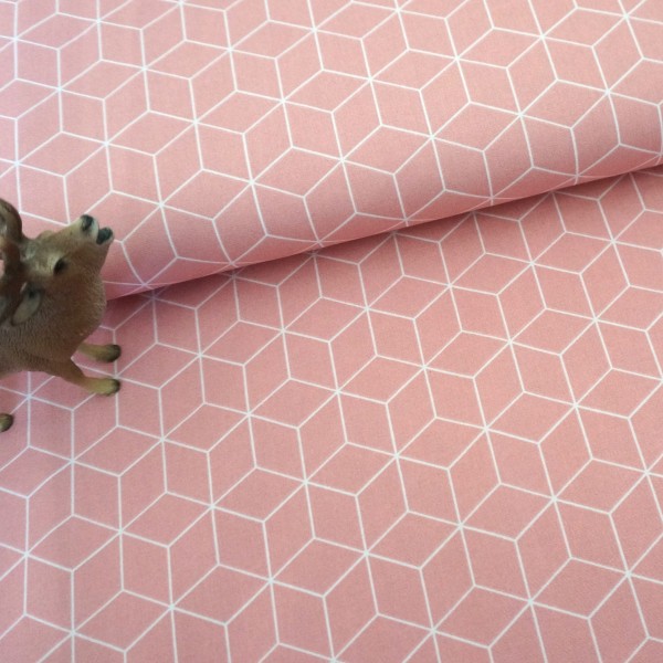 Baumwollstoff, Rauten, Rosa, Meterware