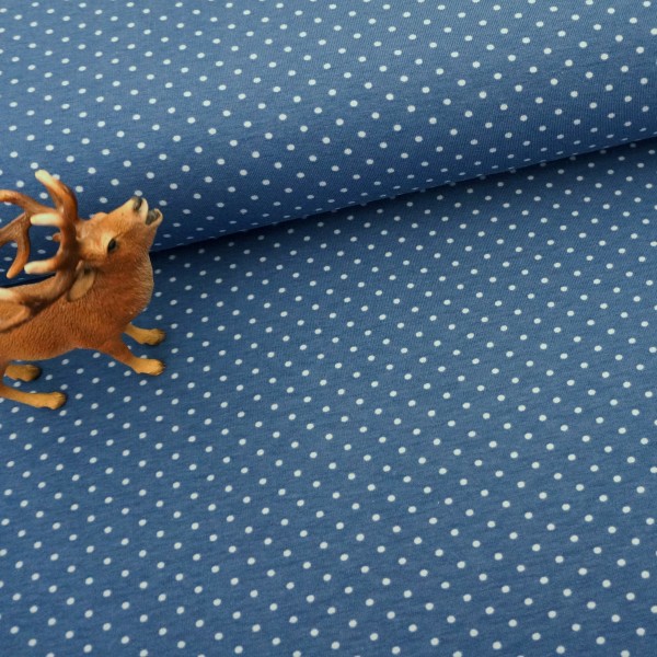 Jersey Punkte, 2 mm, Mittelblau/Hellblau, Meterware