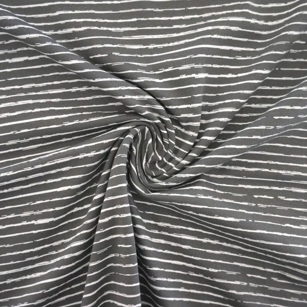 Jersey, Linien, Streifen, Grau/Weiß, Meterware