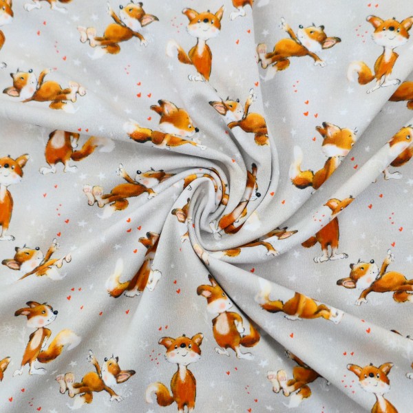 Jersey, Lathi, lebhafte Füchse, Hellgrau, Meterware