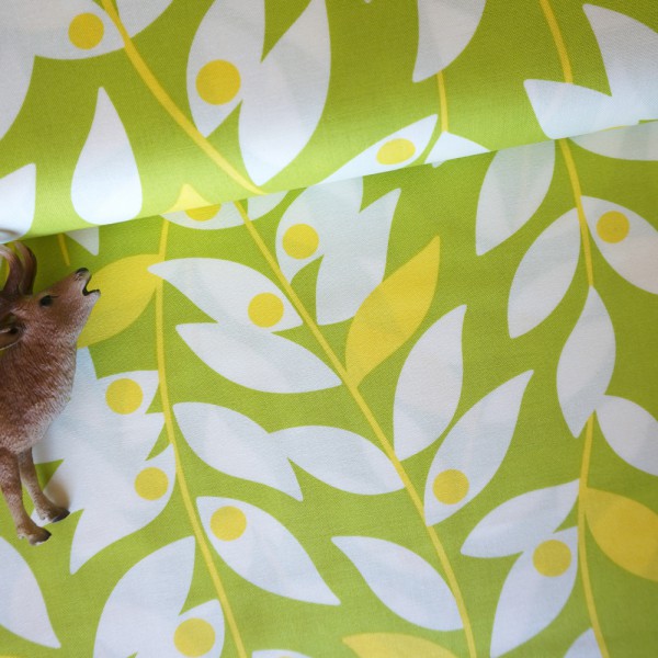 Baumwollstoff, Patchwork, Free Spirit, Lindy Leaf, Grün/Gelb