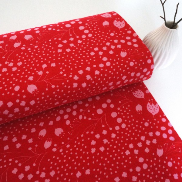 Musselin, Double Gauze, Fräulein Tulpe Rot/Rosa, Meterware