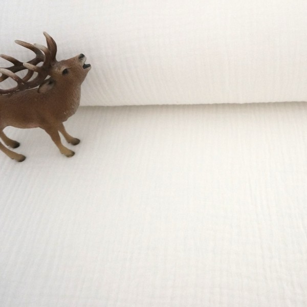 Musselin, Double Gauze, Uni, Naturweiß, Ecru, Meterware