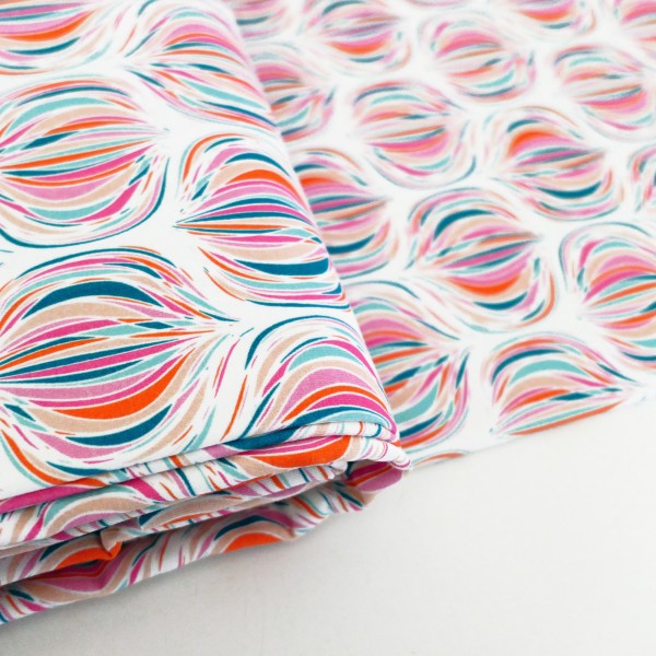 French Terry, Meluma, Ornamente, Weiß, Bunt, Meterware