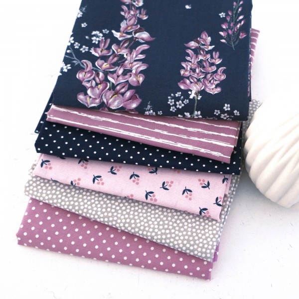 6 x 50 x 142 cm 'Wisteria' Blüten, Punkte, Kleckse, Linien, Patchwork, Paket