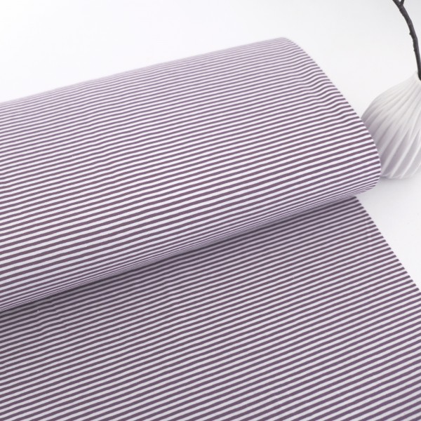 Ringeljersey 3 mm, Mauve/Weiß, Meterware