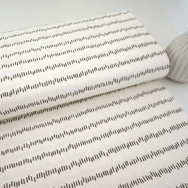 Jersey, unregelmäßige Striche, Ecru, Meterware