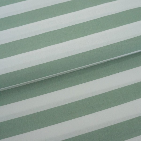 Baumwollstoff, Popeline, Blockstreifen, Streifen, Mint, Meterware