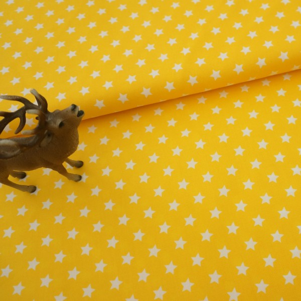 Baumwollstoff, Popeline Sterne, Gelb, Meterware