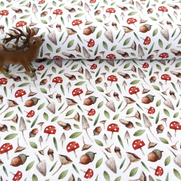 Jersey, Jule, Pilze, Eicheln, Weiß, swafing, Meterware