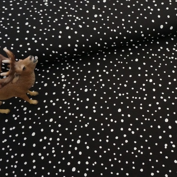 Jersey, Kleckse, Punkte, Schwarz, Meterware