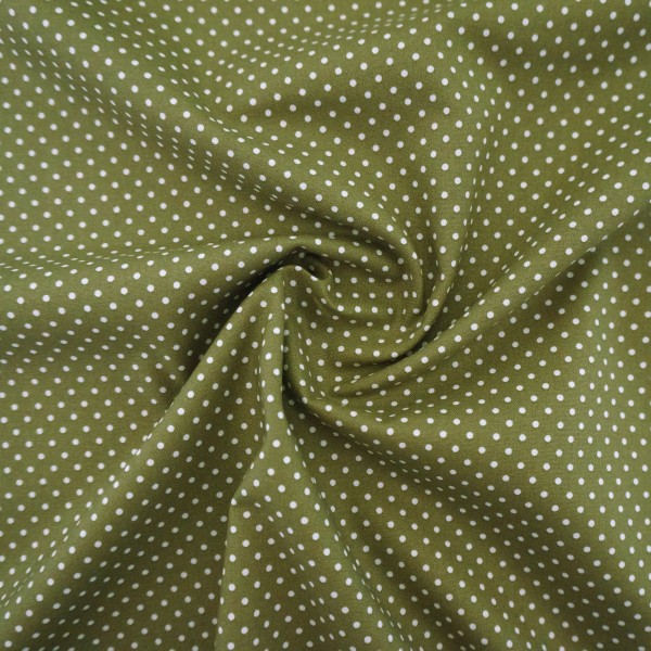 Baumwollstoff, Punkte, 2mm, Judith, Heugrün, Meterware