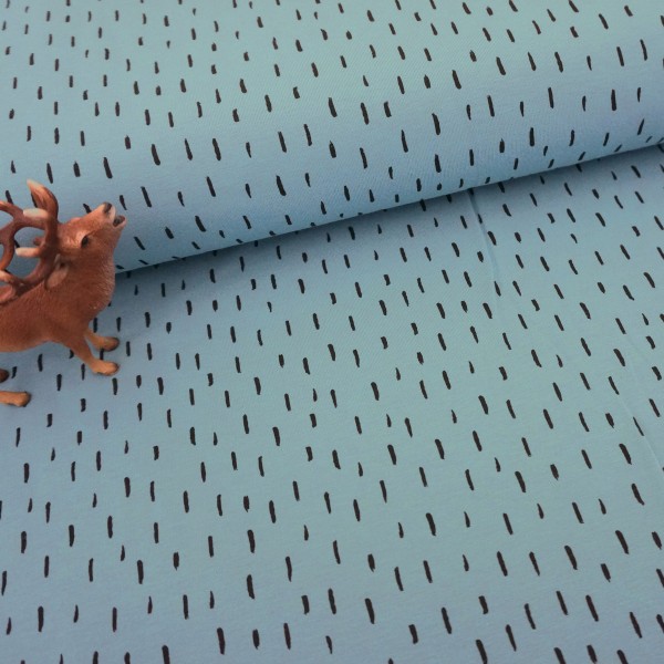 Jersey Striche, Türkisblau, Meterware