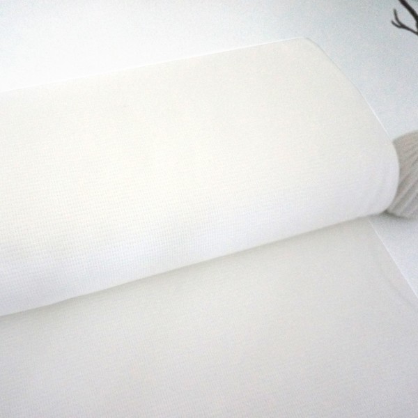 Waffelstrick, Waffeljersey, Uni, Naturweiß, Meterware