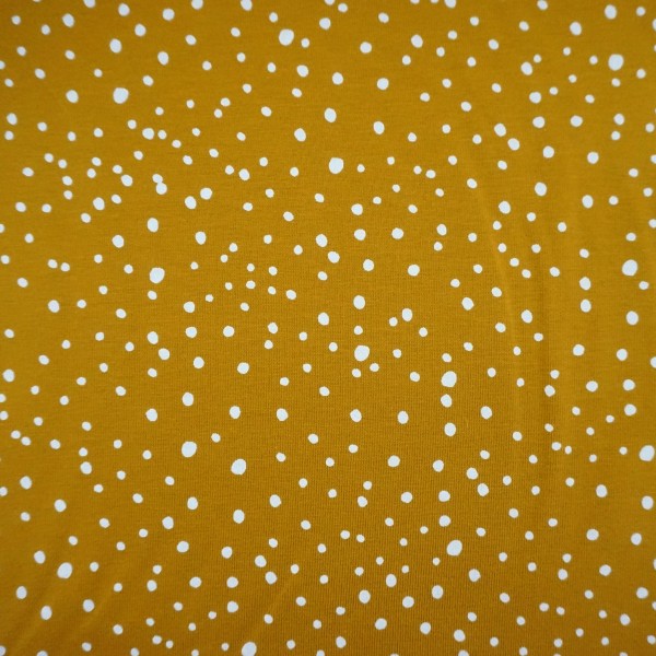 Jersey, Kleckse, Punkte, Senfgelb, Meterware