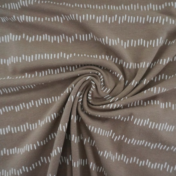 Jersey, unregelmäßige Striche, Taupe, Meterware