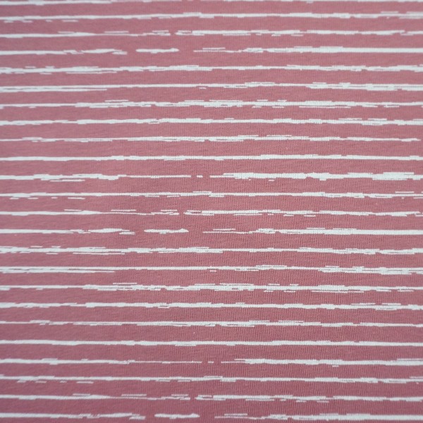 Baumwollstoff, Linien, Altrosa, Weiß, Meterware