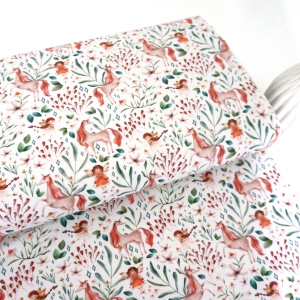 Jersey, Egge, Blumenelfen, Einhörner, Off-White, swafing, Meterware