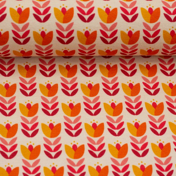 Jersey, Retro Tulpe, Creme, swafing, Meterware