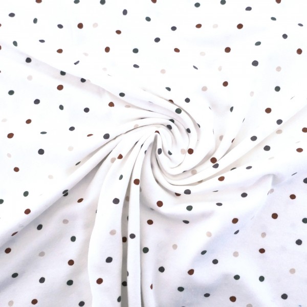 Jersey kleine Punkte, Off-White, Beige, Rost, Braun, Meterware