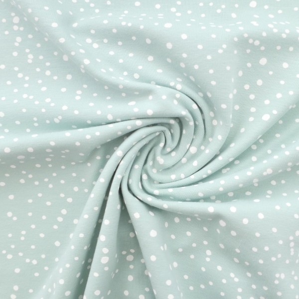 Jersey, Kleckse, Punkte, Zartmint, Meterware