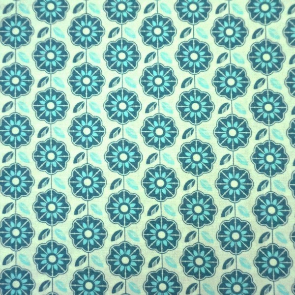 Baumwollstoff, geometrische Blume, Mint, Meterware