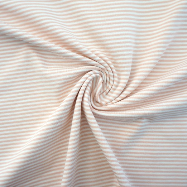 Ringeljersey Apricotrosa/Weiß, Meterware