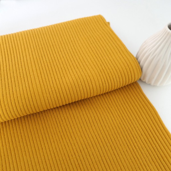 Grobstrickbündchen Heiko, Senfgelb, Uni, Meterware