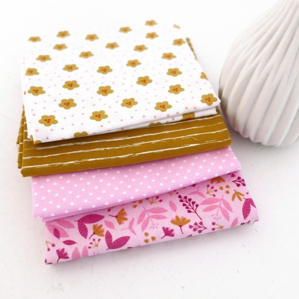 Stoffpaket Baumwolle, Fat Quarter, Blumen, Linien, Punkte, Patchwork