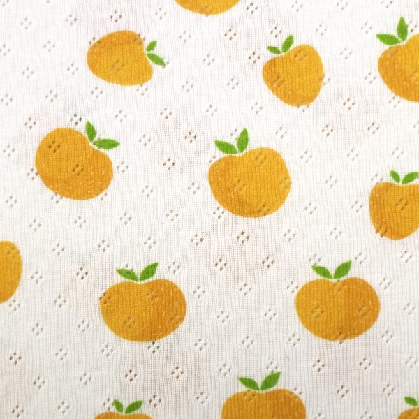 Jersey, Ajourjersey, Äpfel, Gelb, swafing Alva, Meterware