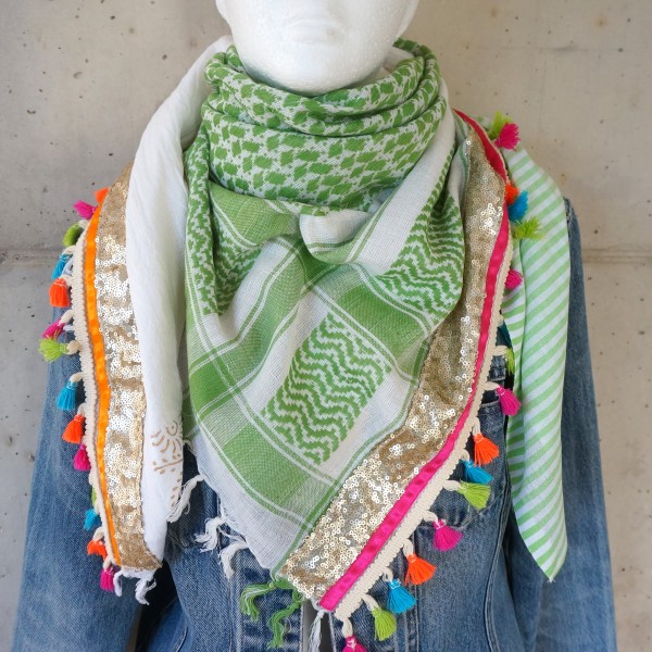 Sommertuch Unikat 'Grün-Bunt'