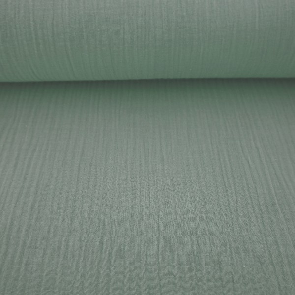 Musselin, Double Gauze, Uni, Altgrün, hell, Meterware
