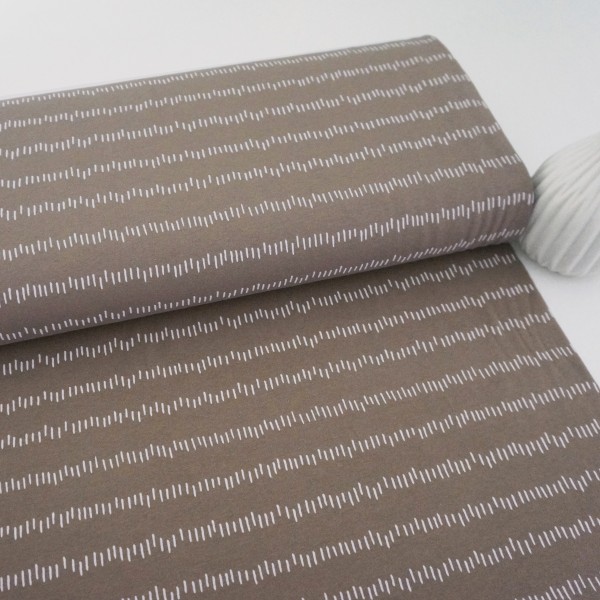 Jersey, unregelmäßige Striche, Taupe, Meterware